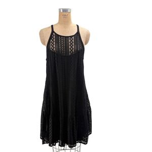 Torrid Mini Geo Lace Cami Trapeze Dress Deep Black Plus Size 1 1X 14-16 NEW